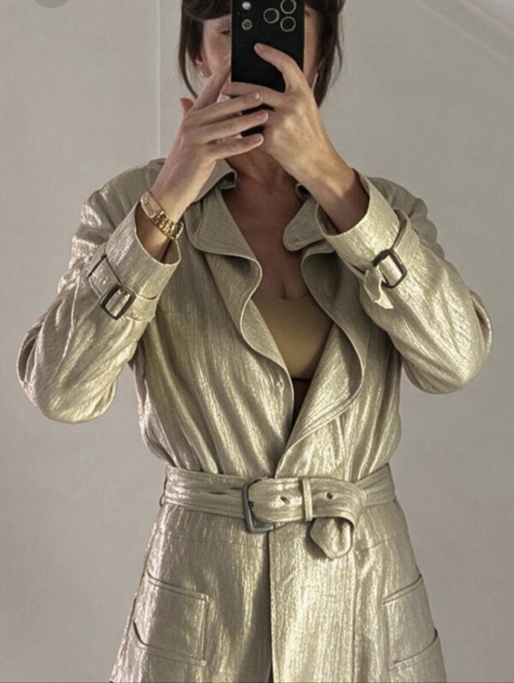 Vintage John Galliano Metallic Trench Skirt Suit Set